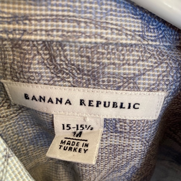 Banana Republic Men’s French Cuff Dress Shirt, M, 15-15.5, Light Blue Paisley - Picture 2 of 5